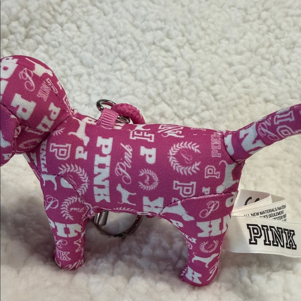 PINK Victoria's Secret Dog Keychain Holder - Pink and White - Picture 9 of 11